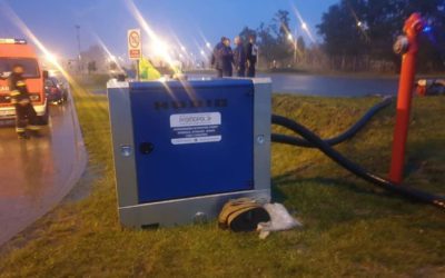 Agregat HUEDIG HC 522 w akcji podczas ulewy